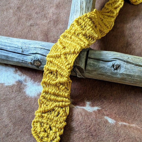 Vintage Boho Western Macrame With Indian Head Buckle Belt - Picture 8 of 10